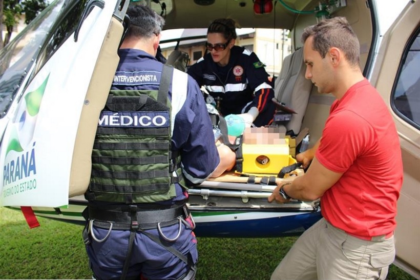 Helicóptero do Samu de Maringá salva a vida de vítima de infarto