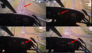 Eye Traking - círculo vermelho indica a posição em que o piloto está olhando.