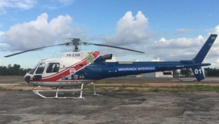 Helicóptero que faz parte da estrutura aérea da SSP/AM também foi usado para garantir segurança no pleito (Fotos: Divulgação)
