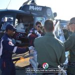 BAPM e SAER realizam transporte aeromédico de duas crianças com apoio do SAMU. Foto: Divulgação Polícia Militar.