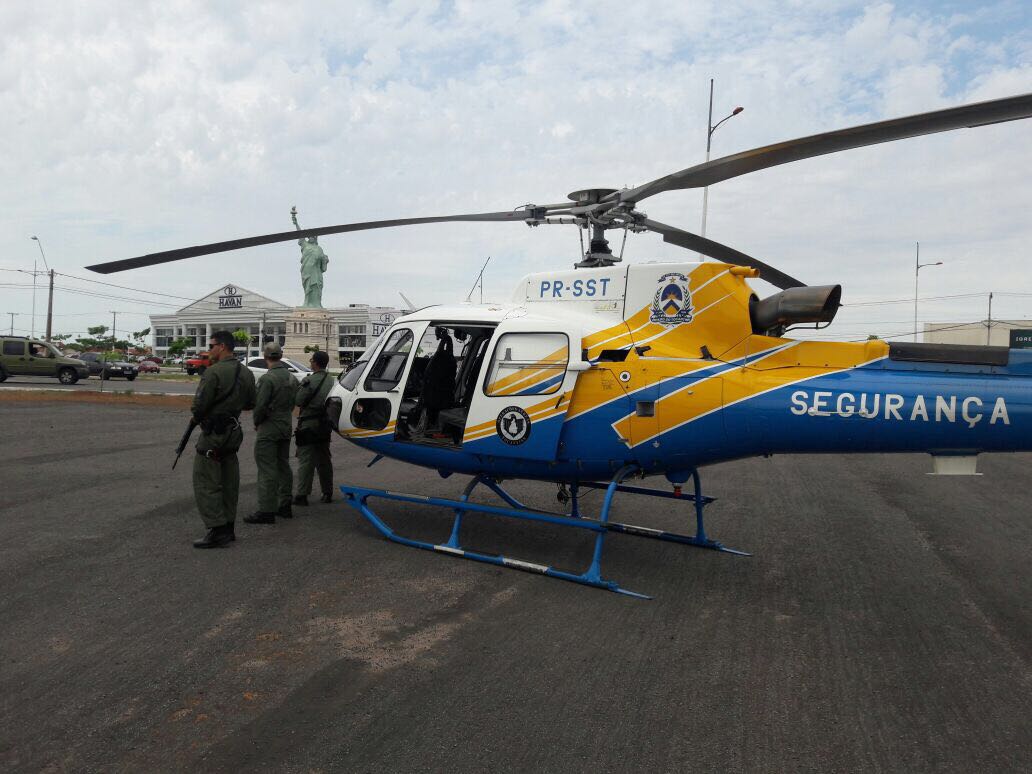 Helicóptero da Segurança Pública em operação. Foto: Divulgação.