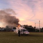 Helicóptero aeromédico do Condado de Monroe é enviado para transporte de vítima e pega fogo. Foto: Monroe County Fire Rescue