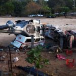 Aspectos do acidente aéreo em Jamiltepec, Oaxaca. (AP)