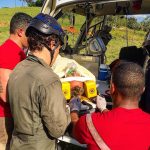Helicóptero do SAMU socorre vítima de acidente na PR-535, em Rio Branco do Ivaí