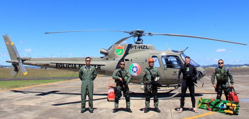 5ª Companhia de Aviação com o Helicóptero Águia 4. Foto: Andressa Ramos. Correio Lageano.