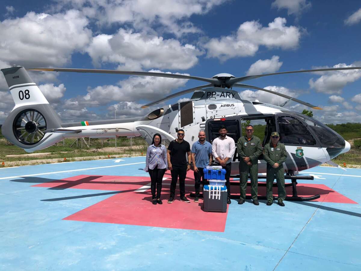 O órgão foi transportado pelo helicóptero da Coordenadoria Integrada de Operações Aéreas (Ciopaer), da Secretaria da Segurança Pública e Defesa Social do Estado do Ceará