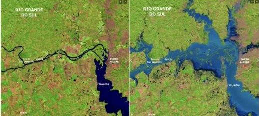 Enchente Rio Grande do Sul - antes e depois